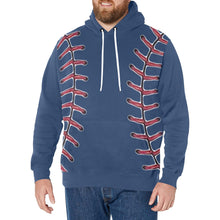 Load image into Gallery viewer, Baseball Navy Fleece Lined Men&#39;s Long Sleeve Fleece Hoodie (Model H55)
