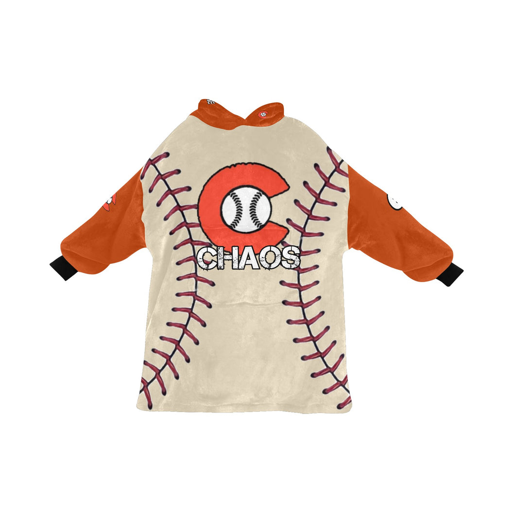 Chaos Baseball LastName/Number/FirstName Orange Sleeve Blanket Hoodie for Kids
