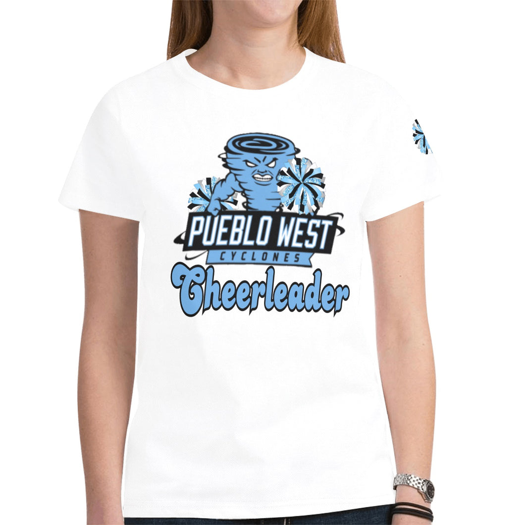 Pueblo West Cheerleader White New All Over Print T-shirt for Women (Model T45)