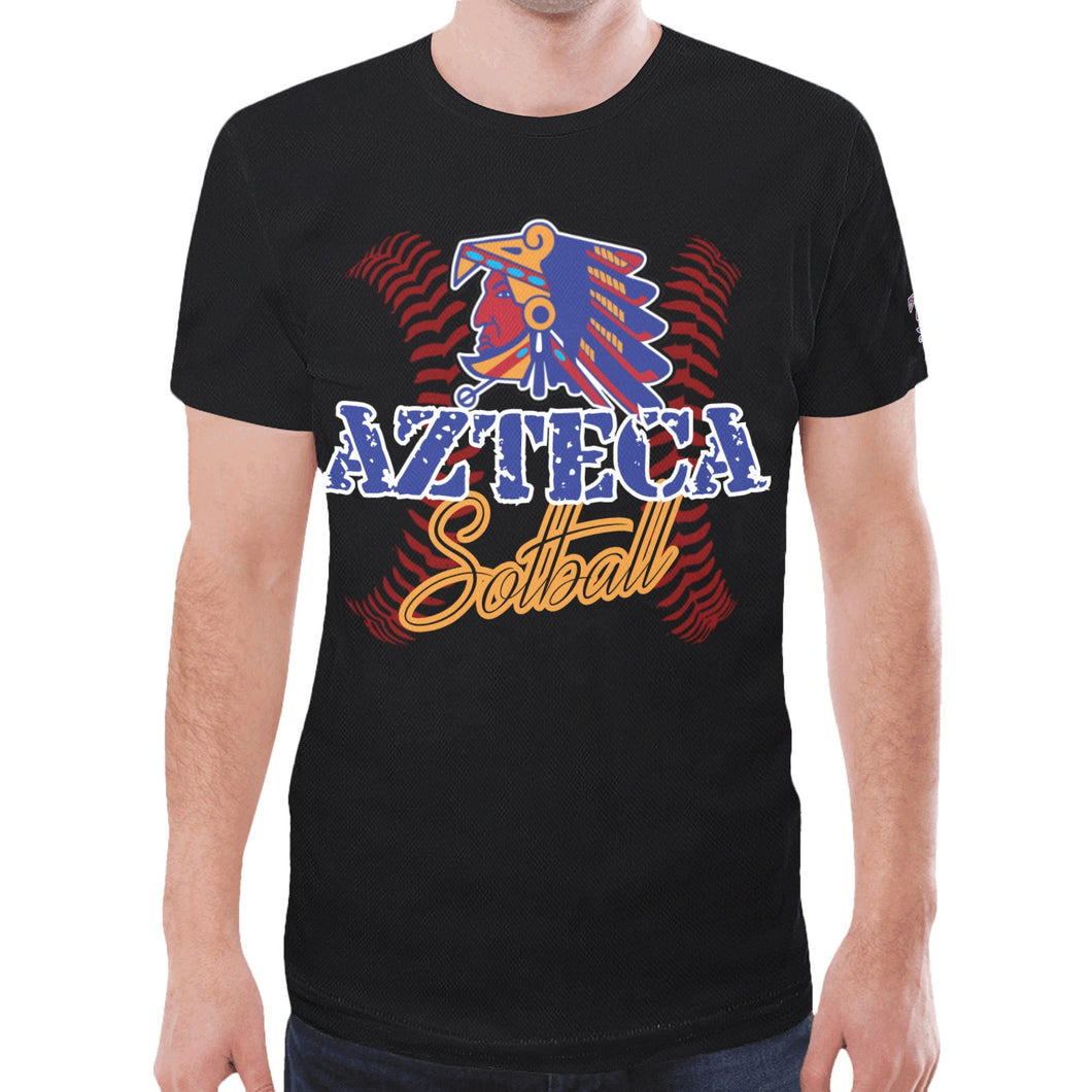 Azteca Male Shirt Black Final New All Over Print T-shirt for Men (Model T45)