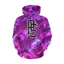 Load image into Gallery viewer, Pueblo Steel purple PS Last name/Number Nickname swirls All Over Print Hoodie for Women (USA Size) (Model H13)
