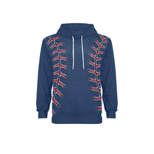 Load image into Gallery viewer, Baseball Navy Fleece Lined Men&#39;s Long Sleeve Fleece Hoodie (Model H55)
