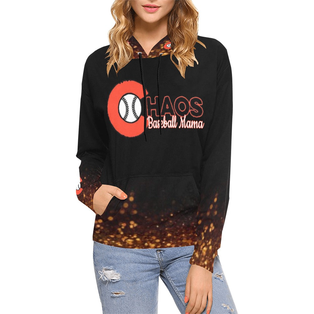 Chaos Mama Hoodie First Name Hood, Last Name/Number/Nick Name Back All Over Print Hoodie for Women (USA Size) (Model H13)