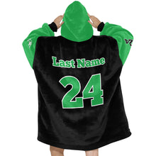 Load image into Gallery viewer, Aces Sherpa Black/Green Blanket Hoodie for Women
