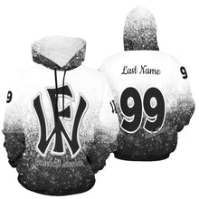 Load image into Gallery viewer, Wow Force Baseball Mama LasNname/FirstName/NickName/Number Black/whie b/b All Over Print Hoodie for Women (USA Size) (Model H13)
