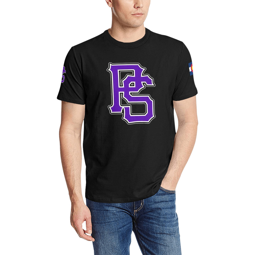 PS BLACK SHIRT Men's All Over Print T-Shirt (Solid Color Neck) (Model T63)