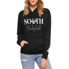 Load image into Gallery viewer, South Volley Ball Hoodie Name/Number black/black All Over Print Hoodie for Women (USA Size) (Model H13)
