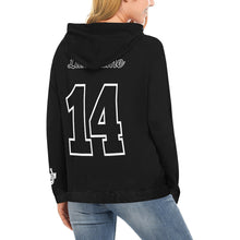 Load image into Gallery viewer, South Volley Ball Hoodie Name/Number black/black All Over Print Hoodie for Women (USA Size) (Model H13)
