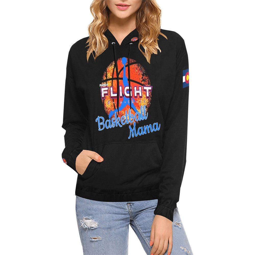 Flight Basketball Mama Middle All Over Print Hoodie for Women (USA Size) (Model H13)