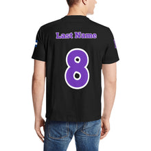 Load image into Gallery viewer, PS Black Shirt Last Name/Number Men&#39;s All Over Print T-Shirt (Solid Color Neck) (Model T63)
