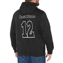 Load image into Gallery viewer, Black Baseball Fleece Lined Men&#39;s Long Sleeve Fleece Hoodie (Model H55)
