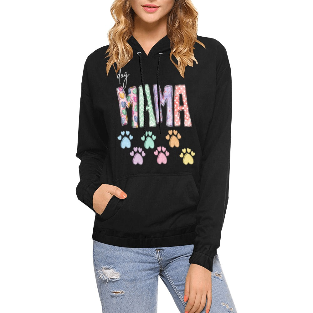 Dog Mama Black All Over Print Hoodie for Women (USA Size) (Model H13)