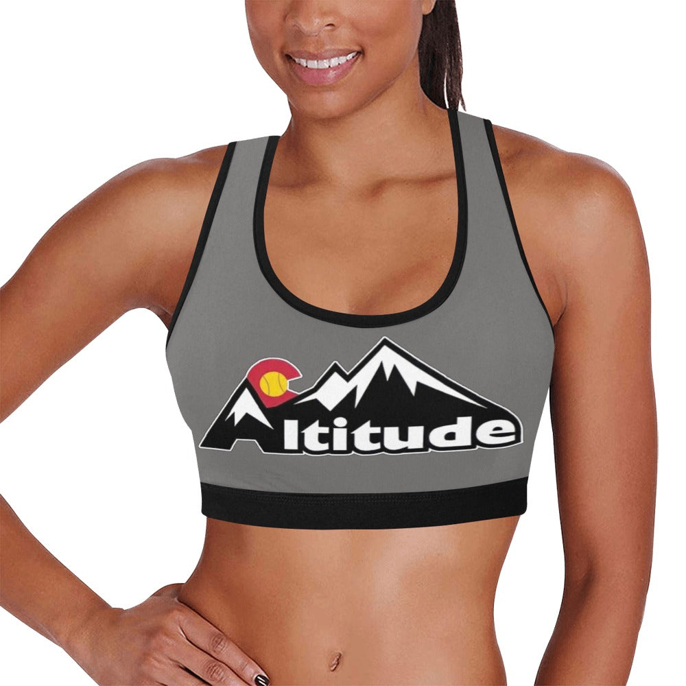 Altitude Sports Bra Grey Women's All Over Print Sports Bra (Model T52)