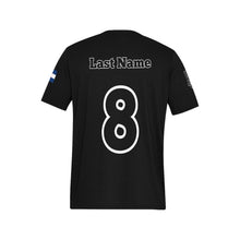 Load image into Gallery viewer, PS Black Shirt Last Name/Number b Men&#39;s All Over Print T-Shirt (Solid Color Neck) (Model T63)
