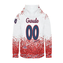 Load image into Gallery viewer, All American Softball Red Glitter Number Nickname Glitter Basic Numbers 00 white Women's Long Sleeve Fleece Hoodie (Model H55)
