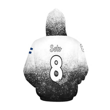 Load image into Gallery viewer, Pueblo Steel B/W PS Last name/Number Nickname B/W All Over Print Hoodie for Women (USA Size) (Model H13)
