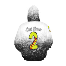 Load image into Gallery viewer, Altitude B/W Last name/Number Nickname Softball Number All Over Print Hoodie for Women (USA Size) (Model H13)
