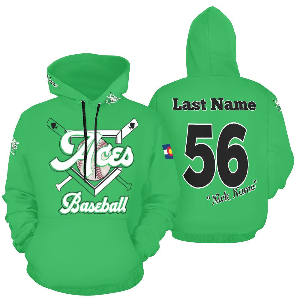 Aces Green All Over Print Hoodie for Men (USA Size) (Model H13)