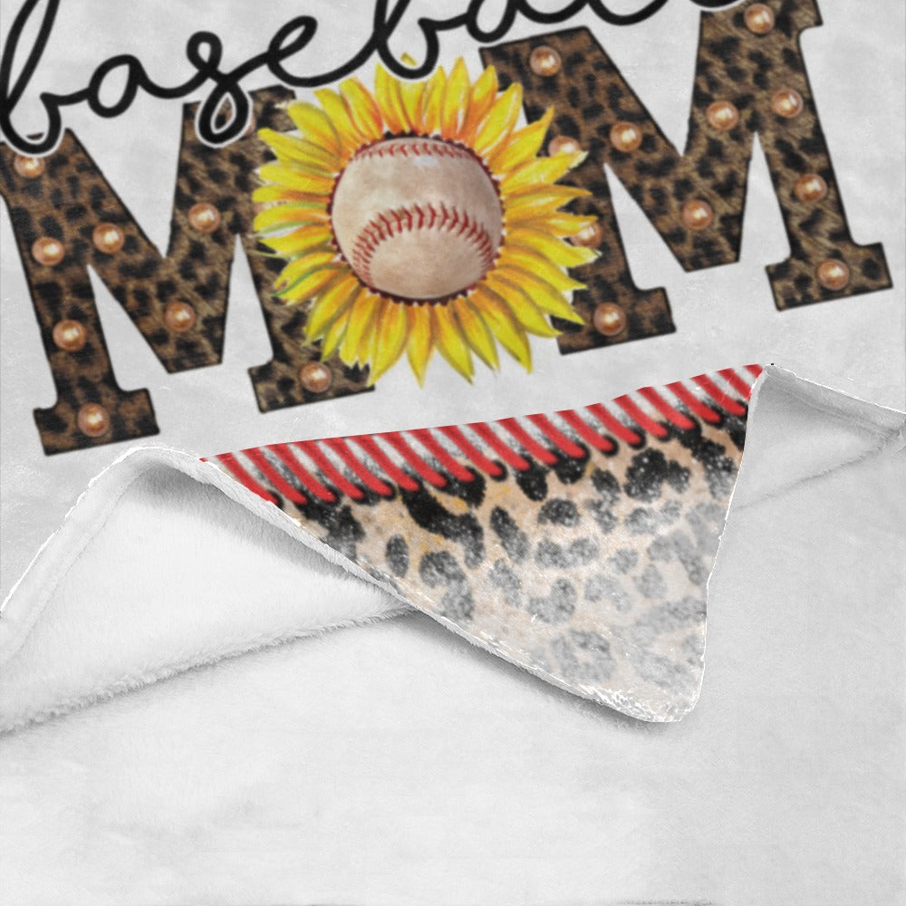 Baseball Mom Sunflower Leopard Corner Print Blanket Ultra-Soft Micro Fleece Blanket 30''x40''
