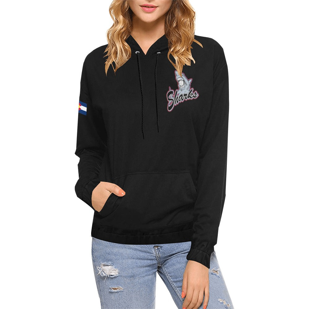 SHARKS WOMEN HOODIE All Over Print Hoodie for Women (USA Size) (Model H13)