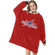Load image into Gallery viewer, All American Snuggler Red Blanket Hoodie for Women
