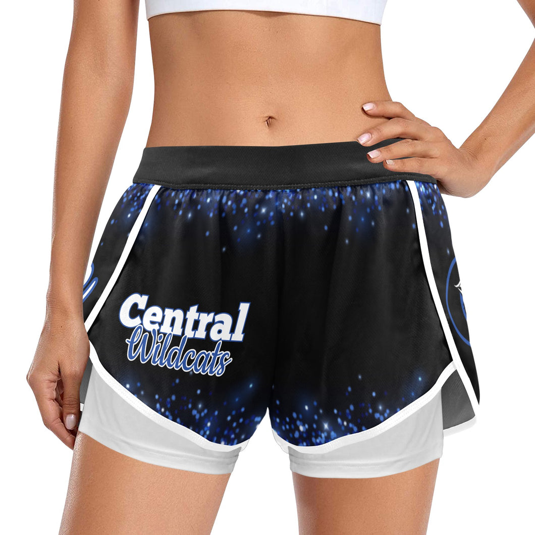 Central Shorts 2 Women's Sports Shorts with Compression Liner (Model L63)