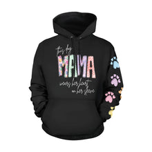 Load image into Gallery viewer, Dog Mama Sleeve Black All Over Print Hoodie for Women (USA Size) (Model H13)
