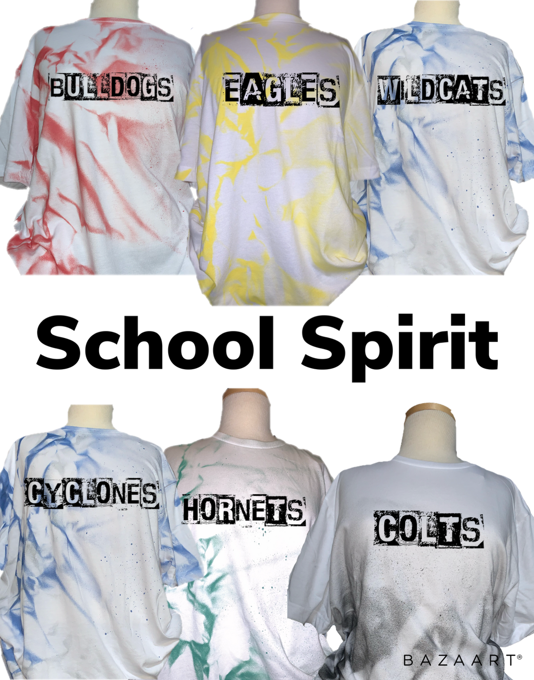 School Spirit Shirts, White/Single Color