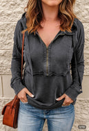 Gray Zipped Stitched Hooded Sweatshirt