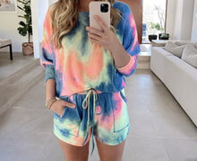 Load image into Gallery viewer, Tie Dye Lounge Wear 2 Piece Short Set
